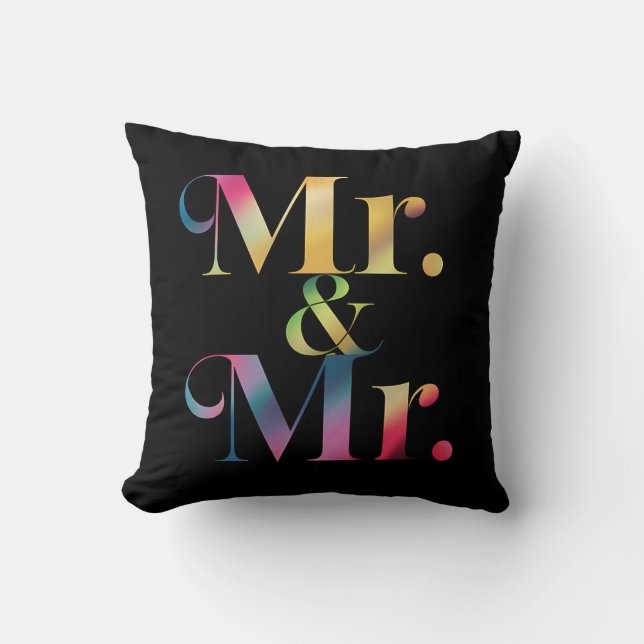 Mr. & Mr. Gay Bachelor Party Gay Marriage  Throw Pillow (Front)