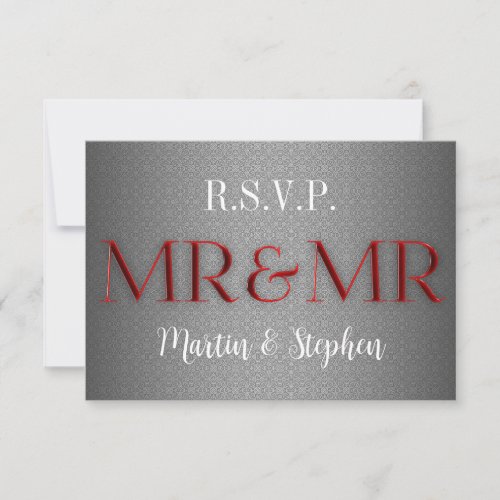 Mr &amp; Mr Gay Wedding RSVP in Silver