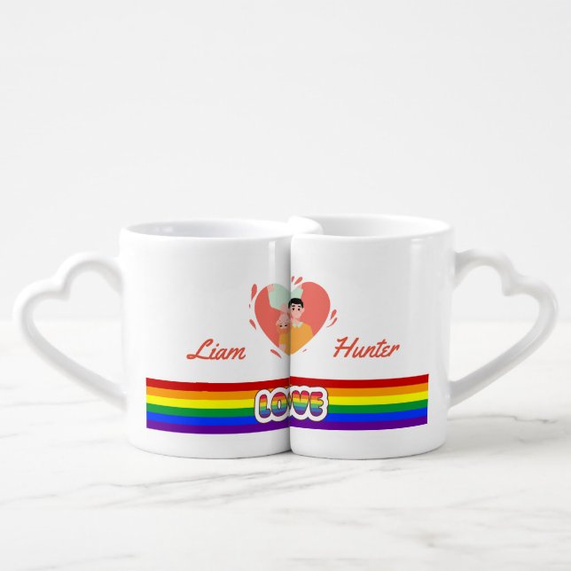Mr. & Mr. Matching Mugs - LGBTQ+ Pride Gift (Front Nesting)