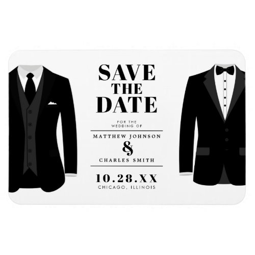 Mr  Mr Modern Black Wedding Tux _ Save the Date Magnet