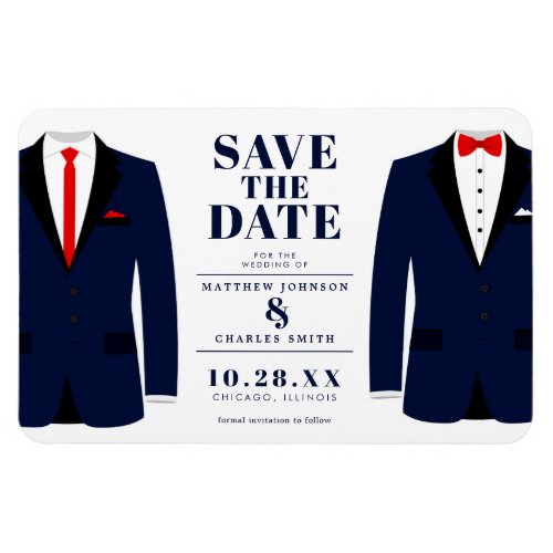 Mr  Mr Modern Wedding Navy Tux _ Save the Date Magnet