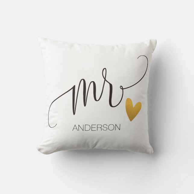 Mr.|Mr.& Mrs.| Calligraphy|Personlized Wedding-2 Throw Pillow (Front)