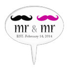 Mr & Mr Mustache Wedding Cake Topper