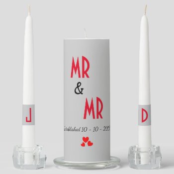 Mr & Mr Personalized Gay Marriage Wedding Gift Unity Candle Set by Flissitations at Zazzle