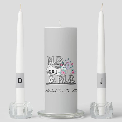 Mr  Mr Personalized Gay Marriage Wedding Gift Unity Candle Set