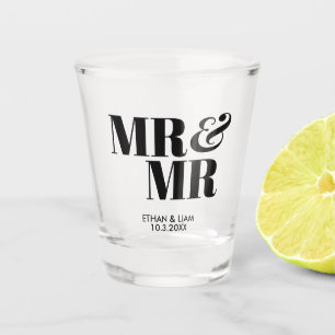 Mr & Mr Personalized Wedding Shot Glass Favor Gift
