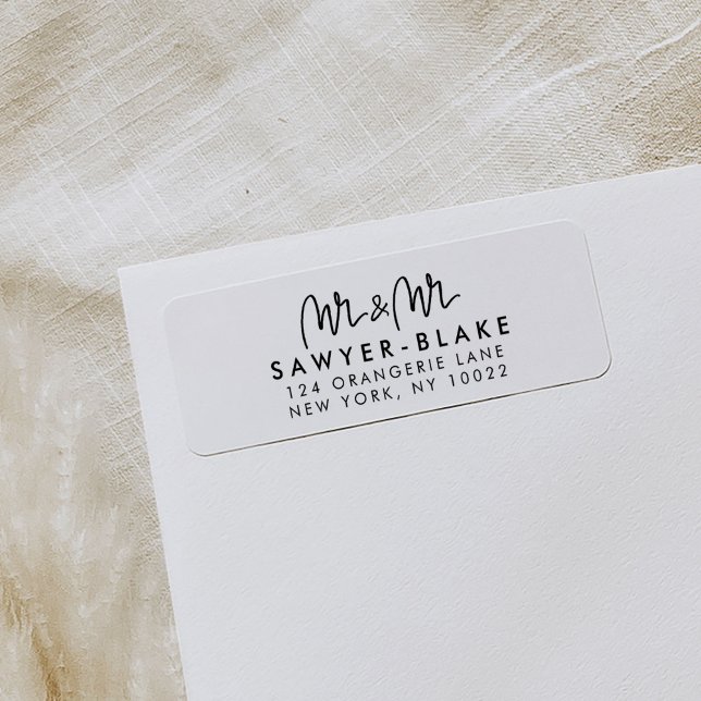Mr & Mr Return Address Labels (Chic Mr & Mr Hand-lettered Return Address Labels)
