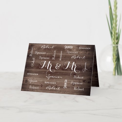 Mr  Mr Rustic  Romantic Wedding Card