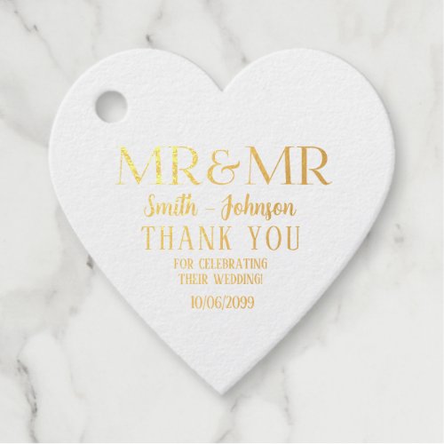 Mr  Mr Text Gold and Silver Gay Wedding Foil Favor Tags