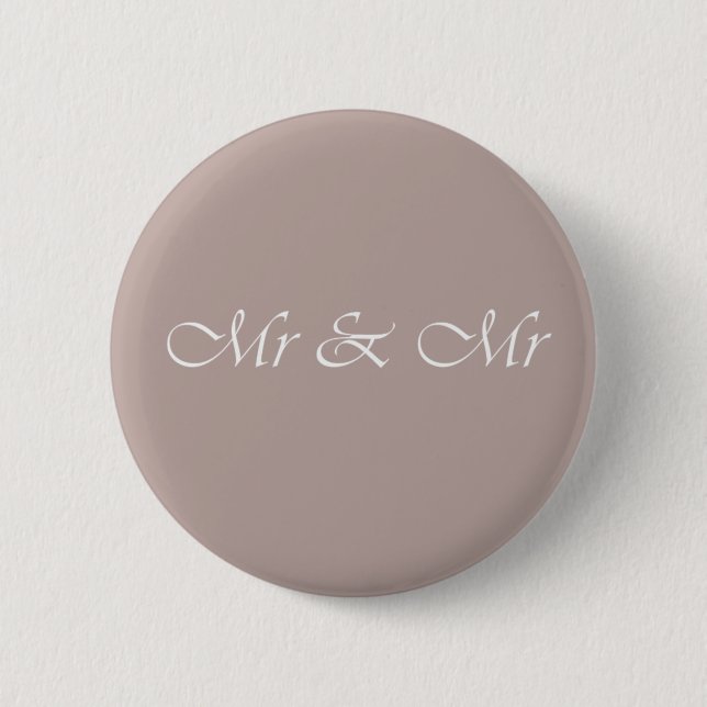 Mr & Mr Typography Beige Pinback Button (Front)