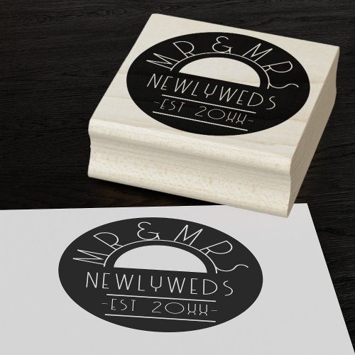 Mr  Mrs 1920s Font Year Est Circular Rubber Stamp