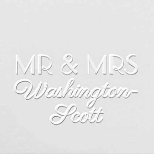Mr  Mrs 1or2 Row Hyphenated Longer Names Wedding  Embosser