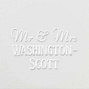 Mr & Mrs 1or2 Row Longer Names Hyphen Wedding #2 Embosser