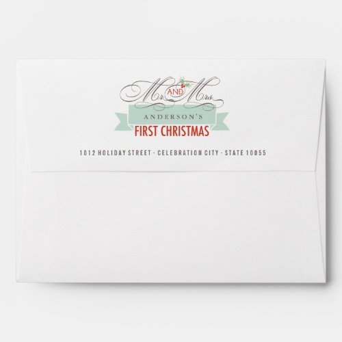 Mr  Mrs 1st Christmas Mistletoes Holiday Wedding Envelope