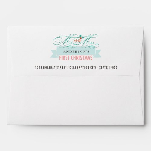 Mr  Mrs 1st Christmas Mistletoes Holiday Wedding Envelope