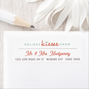 Mr & Mrs 1st Christmas Mistletoes Holiday Wedding Label