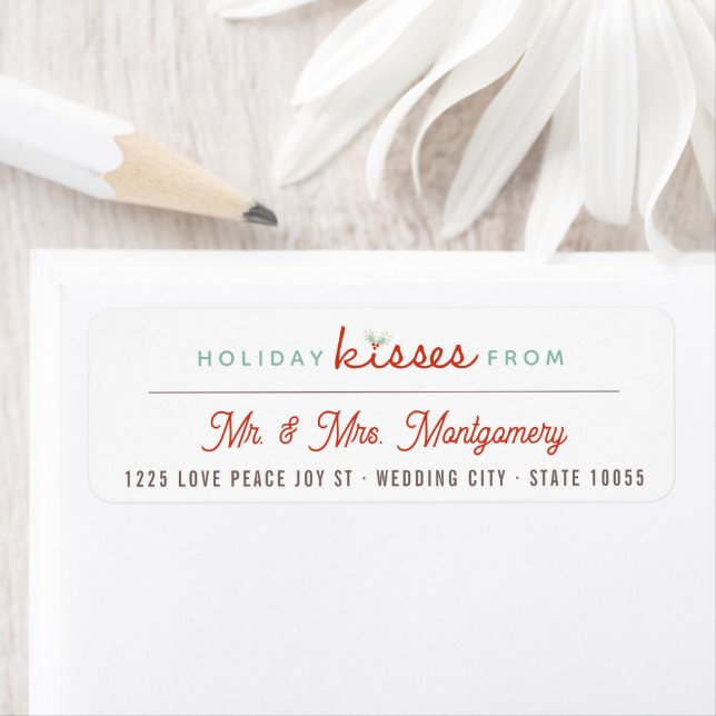 Mr & Mrs 1st Christmas Mistletoes Holiday Wedding Label (Insitu)