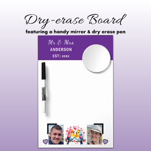 Mr & Mrs 2 photo love birds purple Dry Erase Board With Mirror