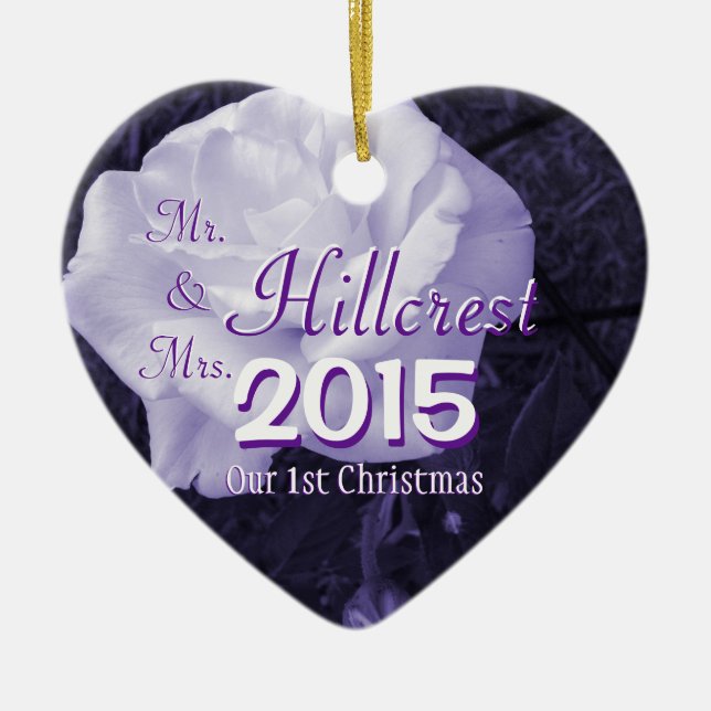 Mr. & Mrs. 2-sided 1st Christmas & Wedding Date Ceramic Ornament