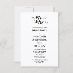 Mr. & Mrs. - 3x5vWedding/Reception Invitation