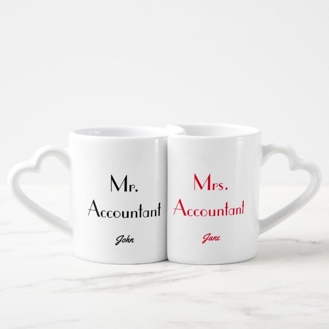 "Mr. & Mrs. Accountant - Love For Ever" Coffee Mug Set (Front Nesting)