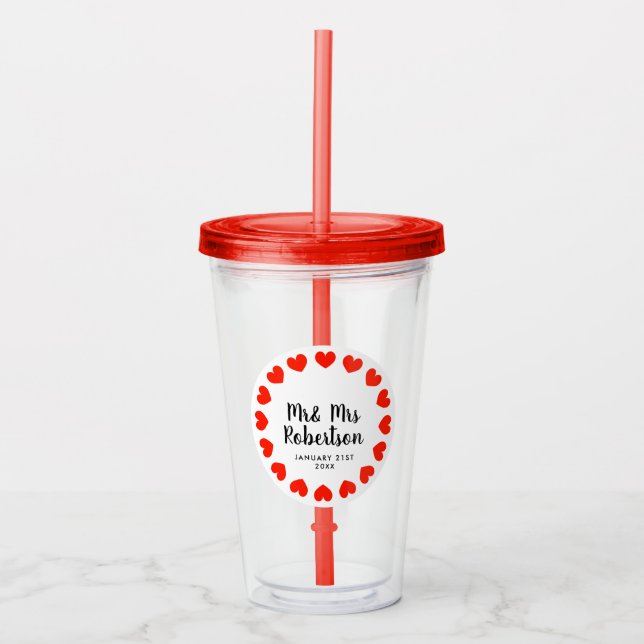 Mr & Mrs acrylic tumbler glasses for wedding party (Front)