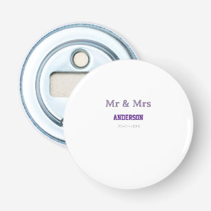 Mr & Mrs add family name date simple stylish moder Bottle Opener