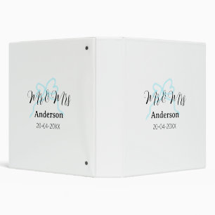 Mr & Mrs add family name date year wedding bow 3 Ring Binder