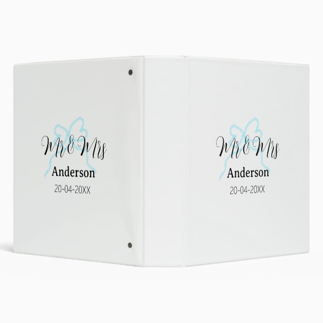 Mr & Mrs add family name date year wedding bow 3 Ring Binder (Background)