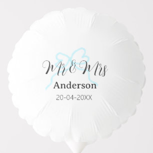 Mr & Mrs add family name date year wedding bow Balloon