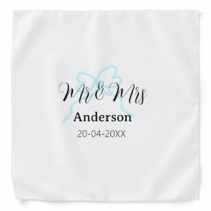 Mr & Mrs add family name date year wedding bow Bandana