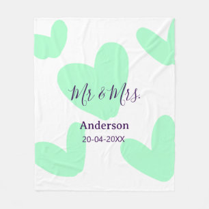 Mr & Mrs add family name date year wedding favor Fleece Blanket