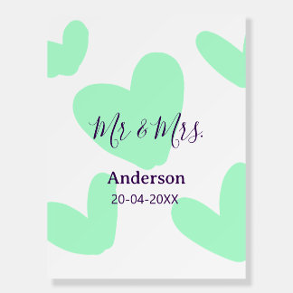 Mr & Mrs add family name date year wedding favor Foam Board