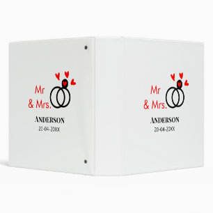 Mr & Mrs add family name date year wedding favor g 3 Ring Binder