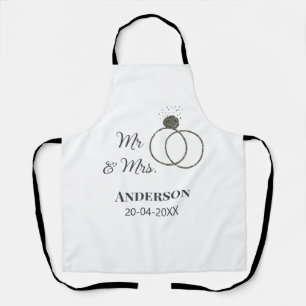 Mr & Mrs add family name date year wedding favor g Apron