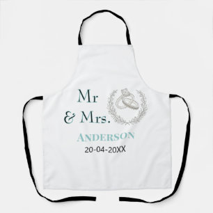 Mr & Mrs add family name date year wedding favor g Apron
