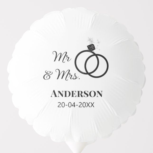 Mr & Mrs add family name date year wedding favor g Balloon (Front)