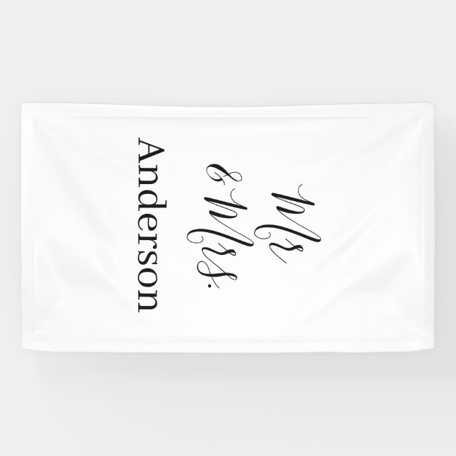 Mr & Mrs add family name date year wedding favor g Banner (Horizontal)