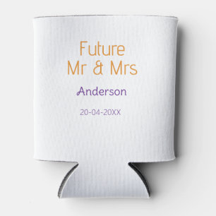 Mr & Mrs add family name date year wedding favor g Can Cooler