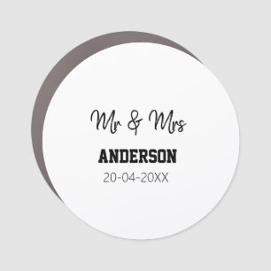 Mr & Mrs add family name date year wedding favor g Car Magnet