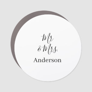 Mr & Mrs add family name date year wedding favor g Car Magnet
