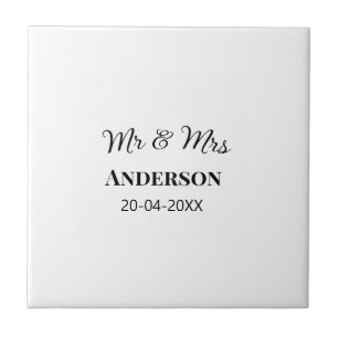 Mr & Mrs add family name date year wedding favor g Ceramic Tile