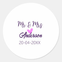 Mr & Mrs add family name date year wedding favor g
