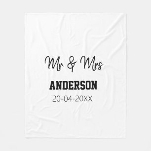 Mr & Mrs add family name date year wedding favor g Fleece Blanket