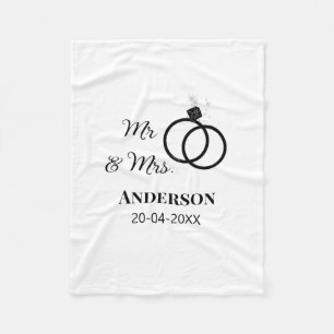 Mr & Mrs add family name date year wedding favor g Fleece Blanket