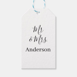 Mr & Mrs add family name date year wedding favor g Gift Tags