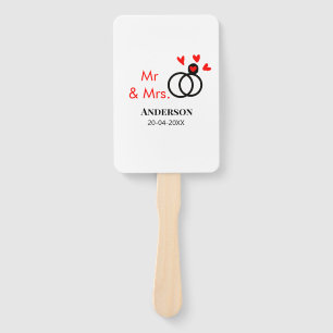 Mr & Mrs add family name date year wedding favor g Hand Fan