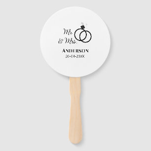 Mr & Mrs add family name date year wedding favor g Hand Fan