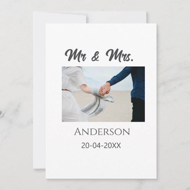 Mr & Mrs add family name date year wedding favor g Invitation (Front)