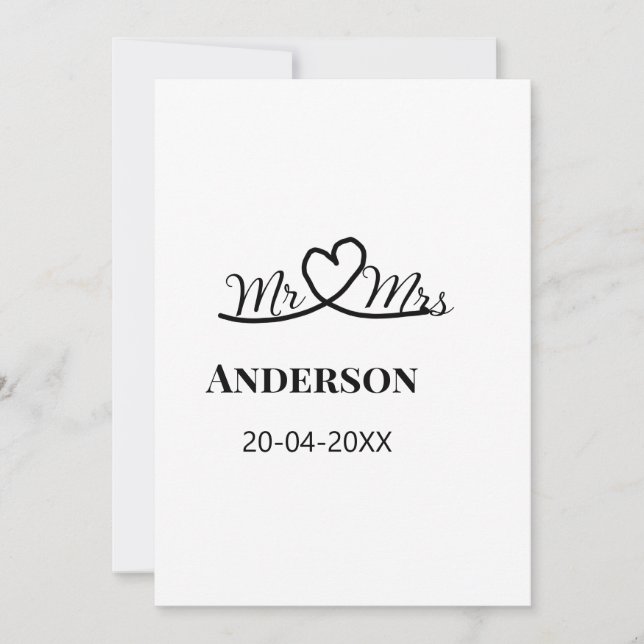 Mr & Mrs add family name date year wedding favor g Invitation (Front)